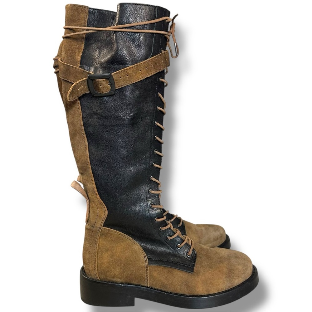 Free People Utilitarian Combat Bowden Lace Up Knee High Boots in Espresso 40 10 - Picture 12 of 16